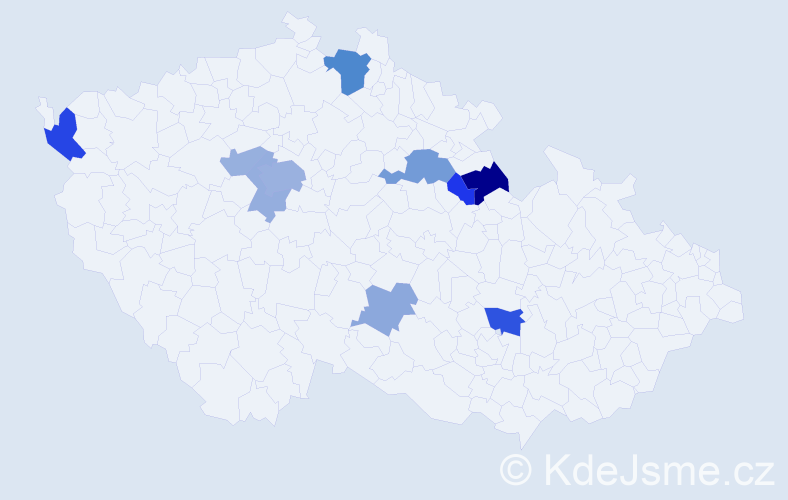Příjmení: 'Nádherová', počet výskytů 22 v celé ČR