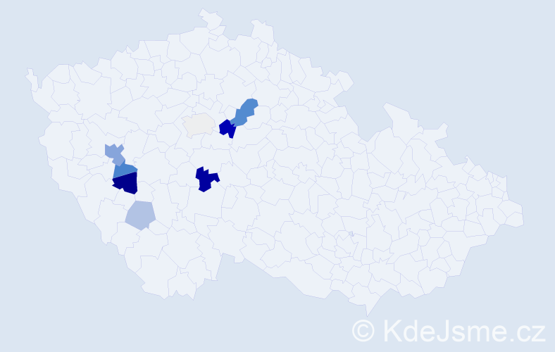 Příjmení: 'Baněček', počet výskytů 18 v celé ČR