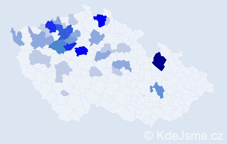 Příjmení: 'Vajcová', počet výskytů 102 v celé ČR