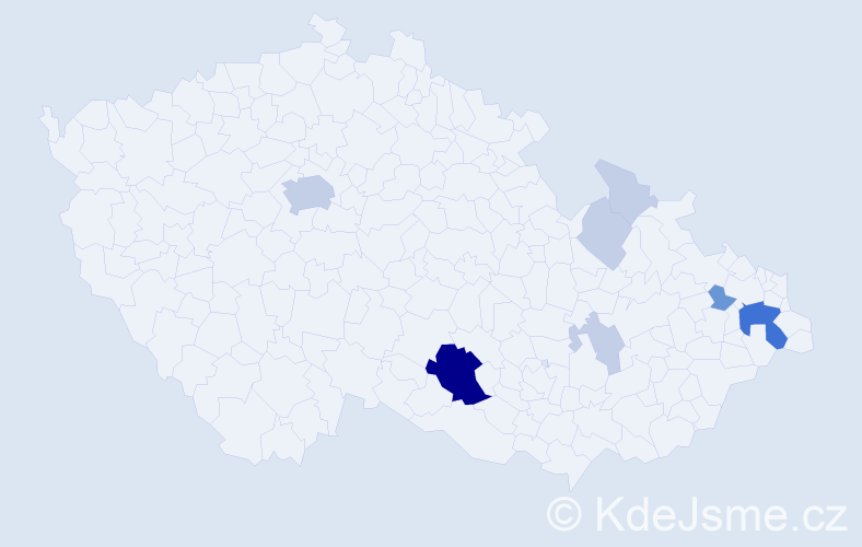 Příjmení: 'Babuněk', počet výskytů 25 v celé ČR