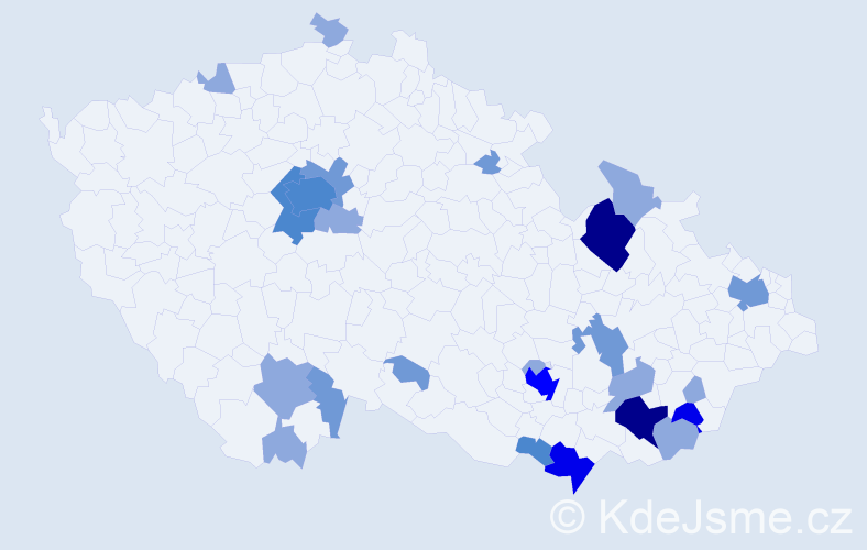 Příjmení: 'Merčáková', počet výskytů 57 v celé ČR