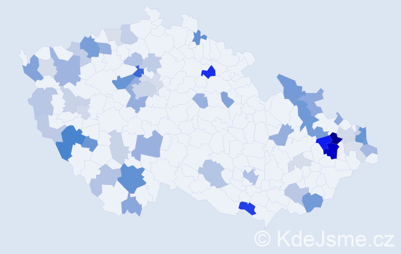 Příjmení: 'Ďuricová', počet výskytů 157 v celé ČR