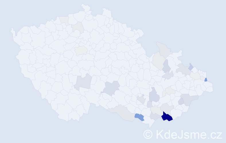 Příjmení: 'Pavlincová', počet výskytů 100 v celé ČR