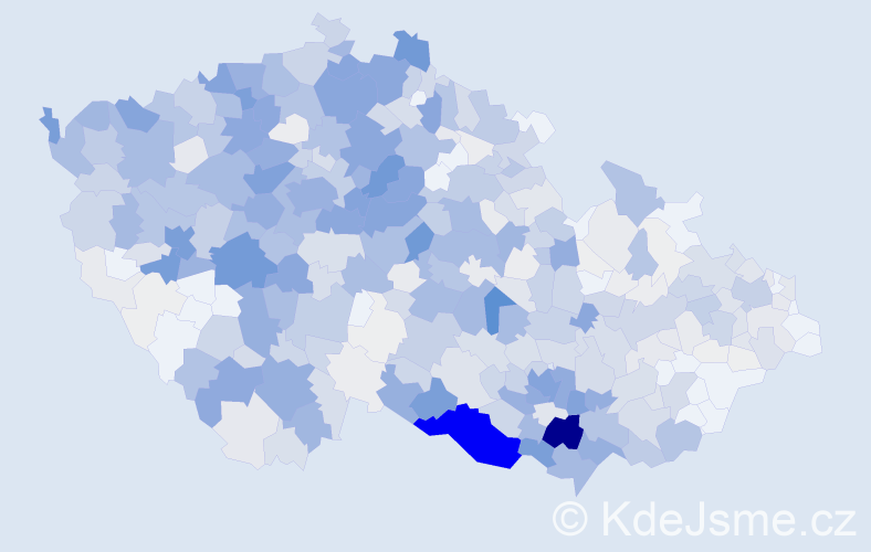 Příjmení: 'Stehlík', počet výskytů 3445 v celé ČR