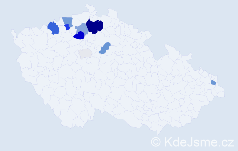 Příjmení: 'Kopešová', počet výskytů 18 v celé ČR