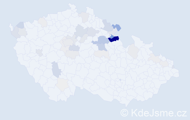 Příjmení: 'Pumrová', počet výskytů 99 v celé ČR