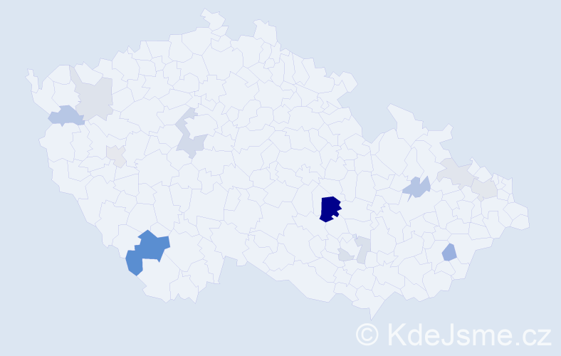 Příjmení: 'Pročka', počet výskytů 23 v celé ČR