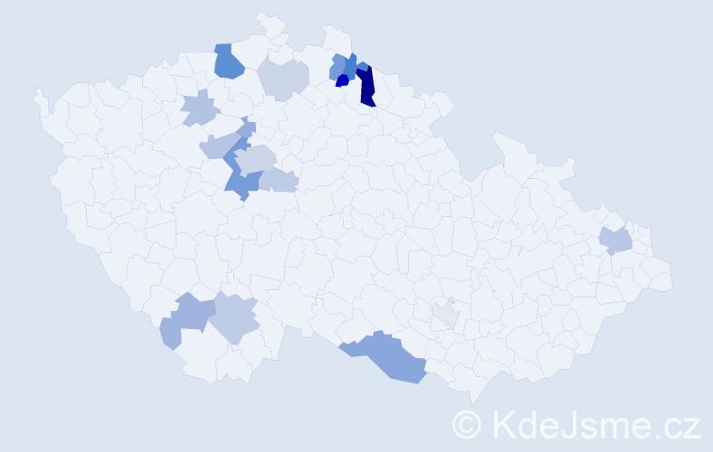 Příjmení: 'Klikorka', počet výskytů 49 v celé ČR