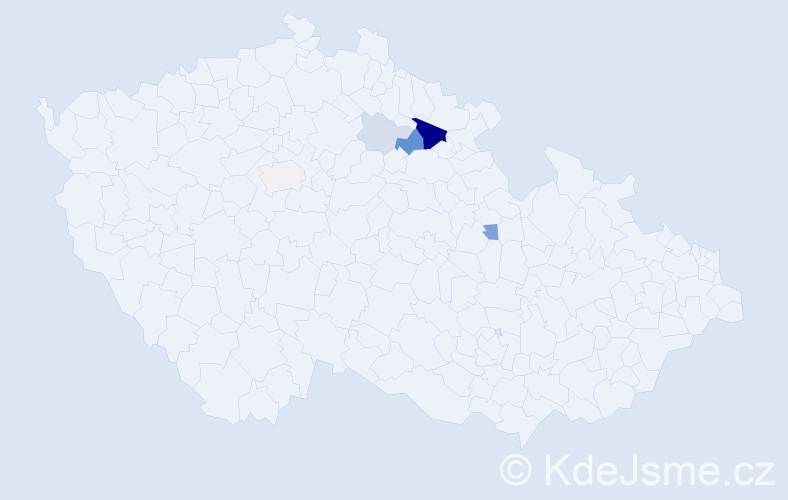 Příjmení: 'Krkonoška', počet výskytů 18 v celé ČR