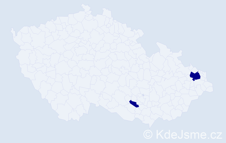 Příjmení: 'Mysla', počet výskytů 4 v celé ČR