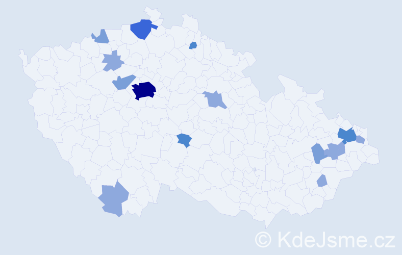 Příjmení: 'Károlyi', počet výskytů 33 v celé ČR
