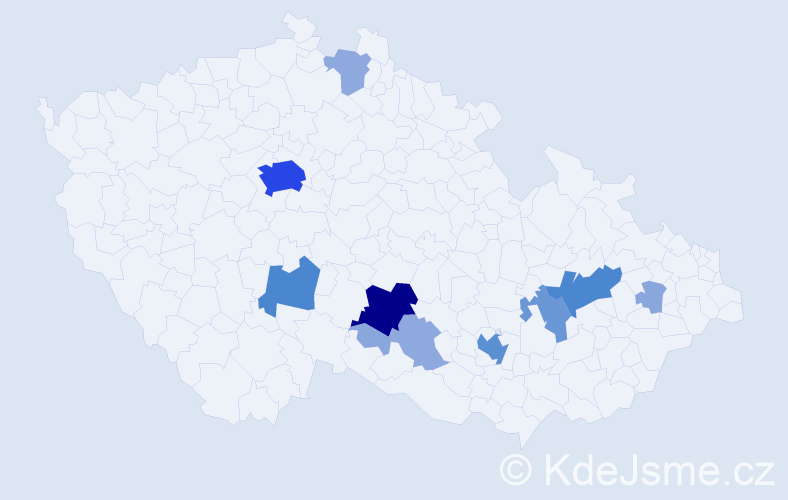 Příjmení: 'Bartů', počet výskytů 58 v celé ČR