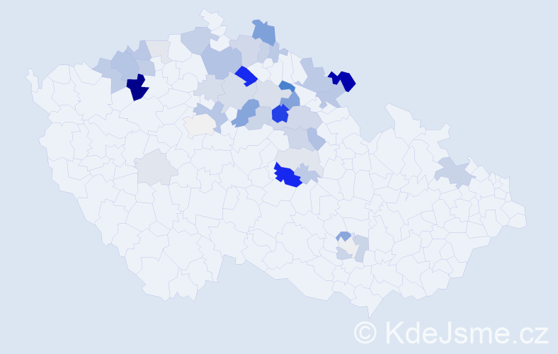 Příjmení: 'Štejnar', počet výskytů 107 v celé ČR