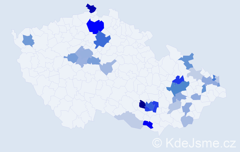 Příjmení: 'Černoušek', počet výskytů 103 v celé ČR
