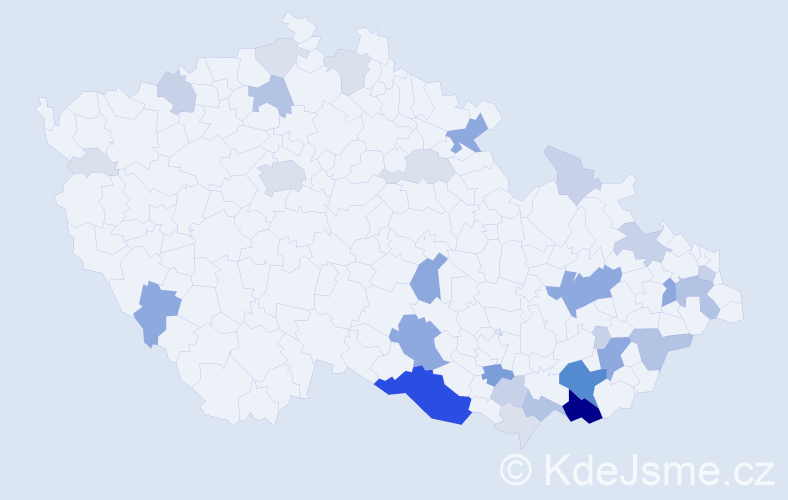 Příjmení: 'Miroš', počet výskytů 117 v celé ČR
