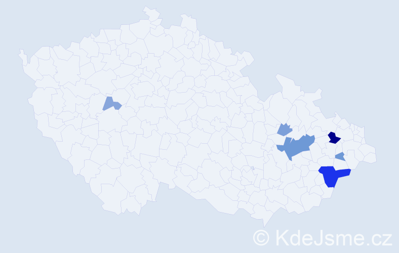 Příjmení: 'Tatalák', počet výskytů 20 v celé ČR