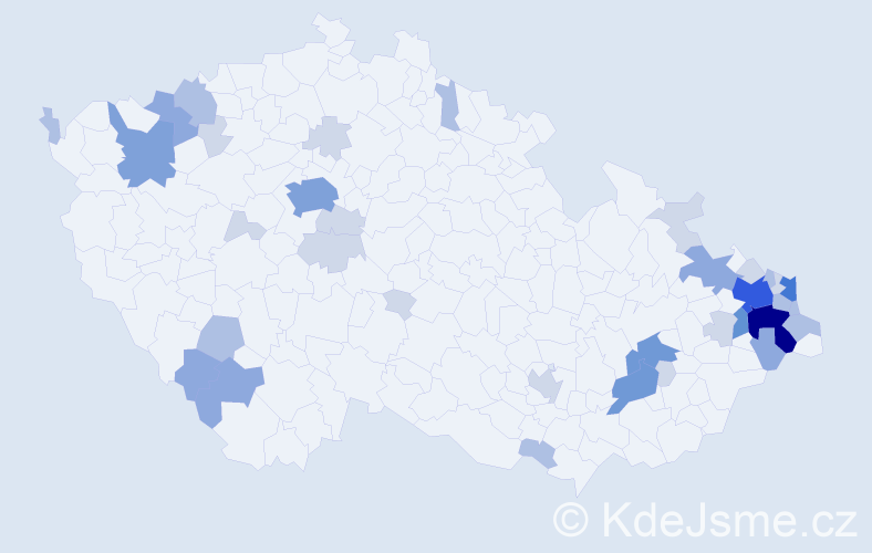 Příjmení: 'Kubačka', počet výskytů 101 v celé ČR