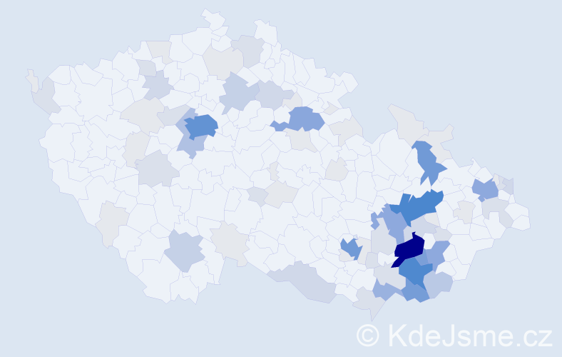 Příjmení: 'Melichárková', počet výskytů 290 v celé ČR
