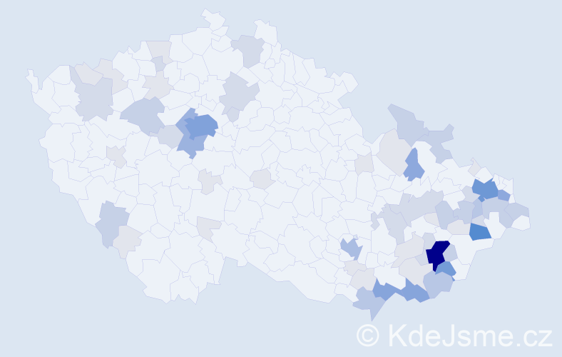 Příjmení: 'Bernátek', počet výskytů 205 v celé ČR