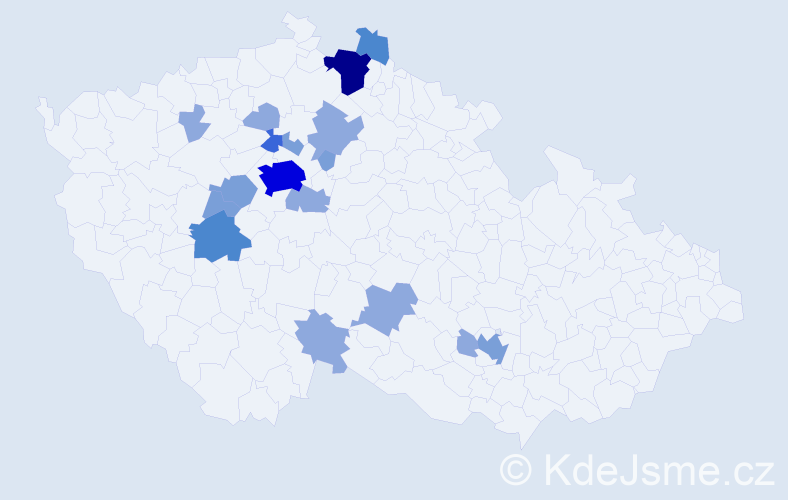 Příjmení: 'Dörfl', počet výskytů 40 v celé ČR