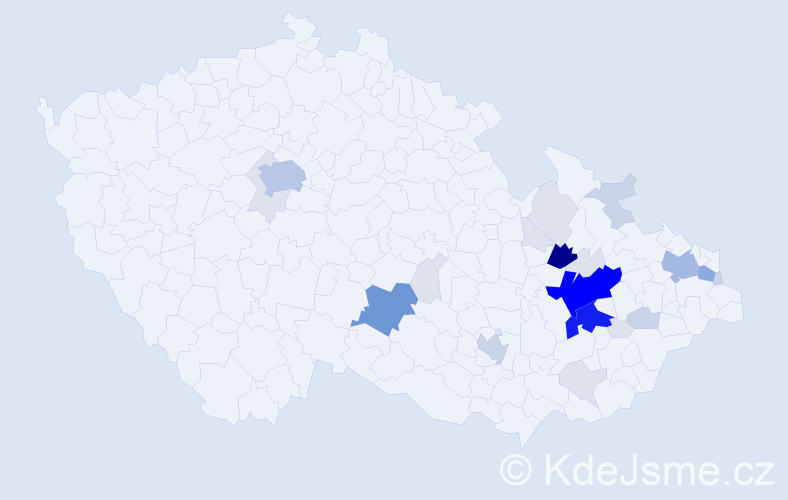 Příjmení: 'Bahounková', počet výskytů 101 v celé ČR