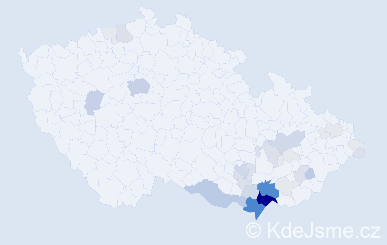 Příjmení: 'Esterka', počet výskytů 142 v celé ČR