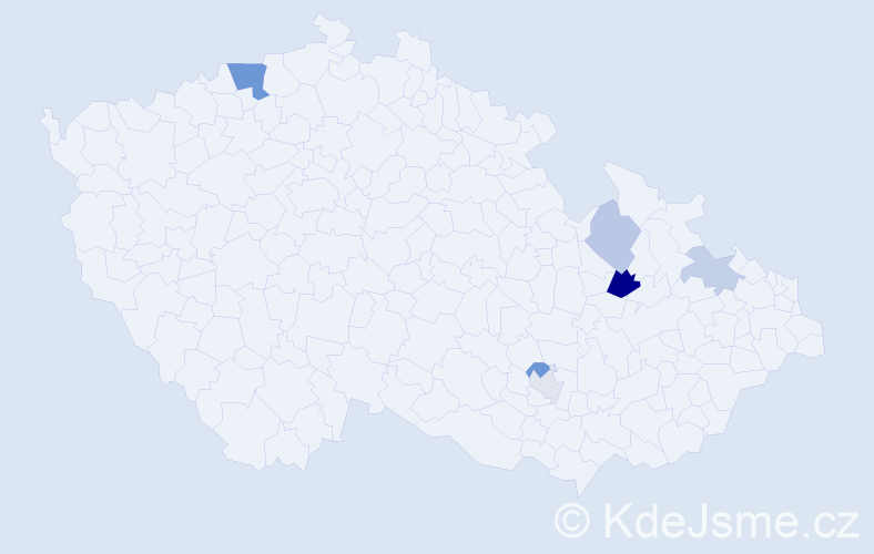 Příjmení: 'Gállová', počet výskytů 11 v celé ČR
