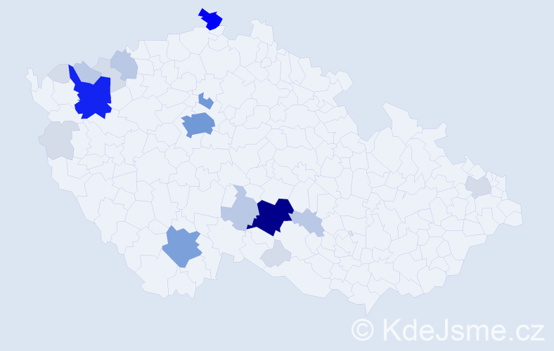 Příjmení: 'Dreveňák', počet výskytů 75 v celé ČR