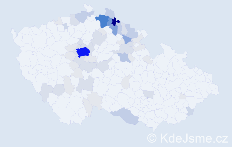 Příjmení: 'Rydval', počet výskytů 219 v celé ČR