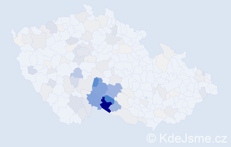 Příjmení: 'Bártů', počet výskytů 531 v celé ČR