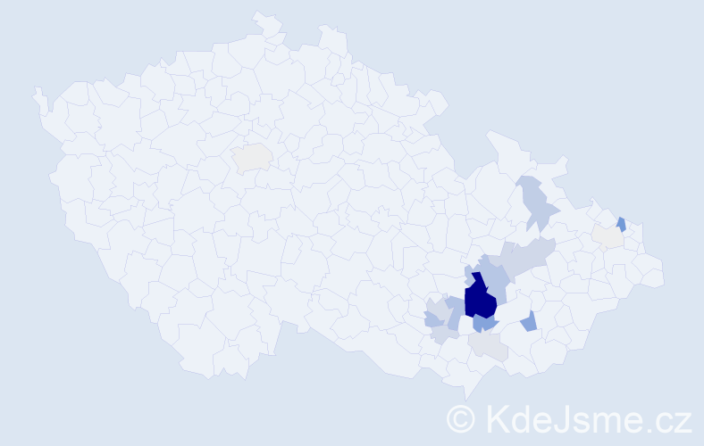 Příjmení: 'Bébar', počet výskytů 65 v celé ČR