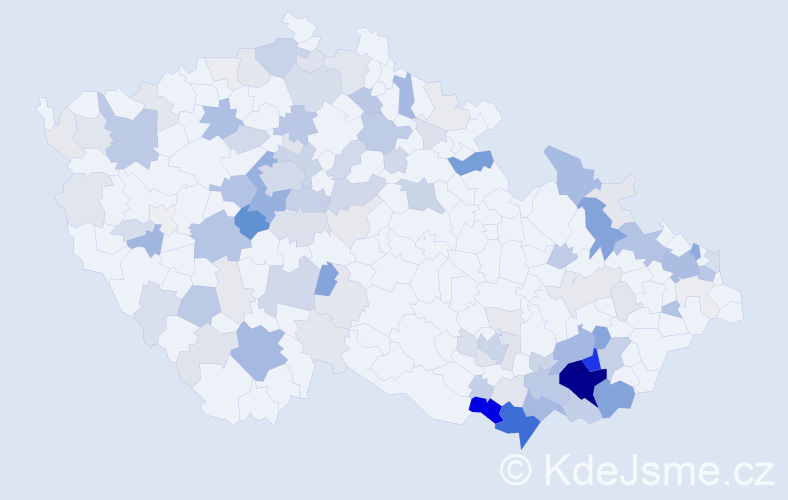 Příjmení: 'Snopková', počet výskytů 449 v celé ČR