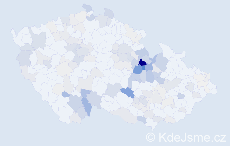 Příjmení: 'Pávek', počet výskytů 557 v celé ČR