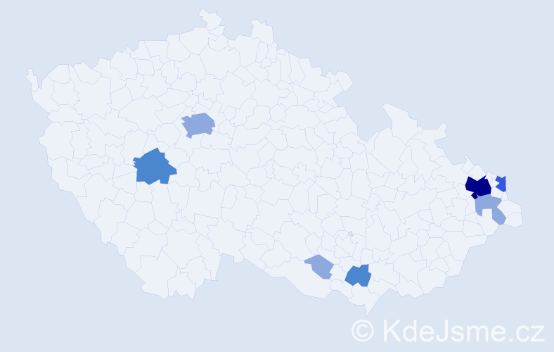Příjmení: 'Homolíková', počet výskytů 15 v celé ČR