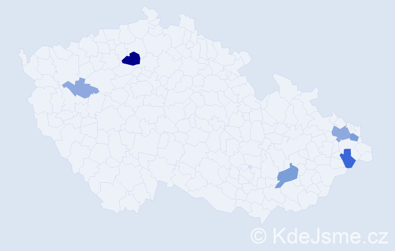 Příjmení: 'Vlčáková', počet výskytů 17 v celé ČR