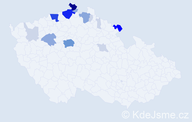 Příjmení: 'Deňo', počet výskytů 60 v celé ČR