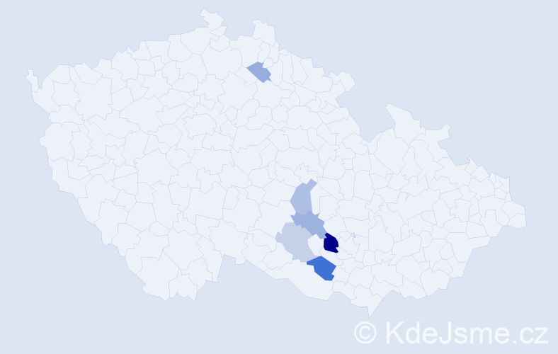 Příjmení: 'Kéda', počet výskytů 10 v celé ČR