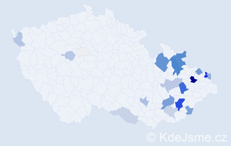 Příjmení: 'Keprdová', počet výskytů 50 v celé ČR
