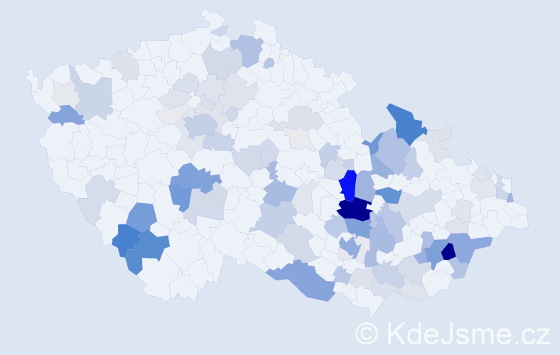 Příjmení: 'Řezník', počet výskytů 374 v celé ČR