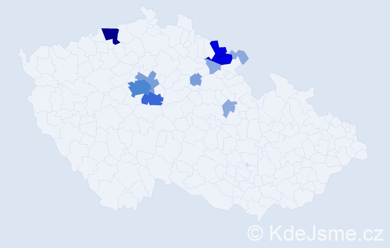Příjmení: 'Doulík', počet výskytů 27 v celé ČR