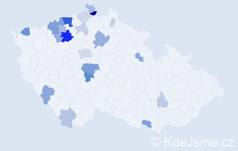 Příjmení: 'Malypetrová', počet výskytů 54 v celé ČR