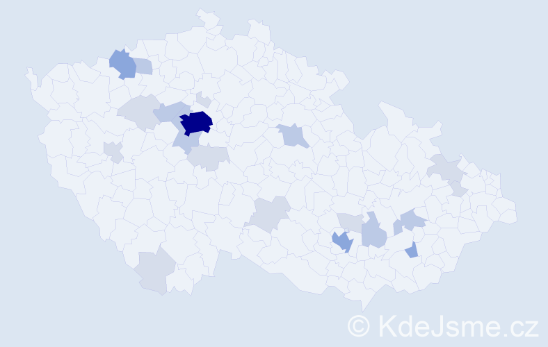 Příjmení: 'Mitev', počet výskytů 51 v celé ČR