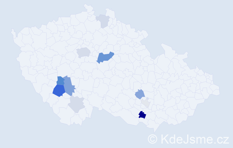 Příjmení: 'Petrán', počet výskytů 23 v celé ČR