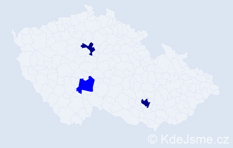 Příjmení: 'Bočev', počet výskytů 5 v celé ČR