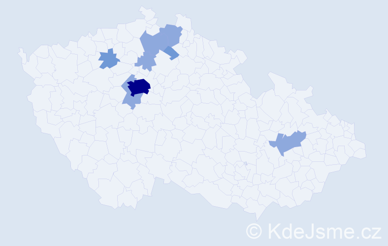 Příjmení: 'Kramerius', počet výskytů 15 v celé ČR