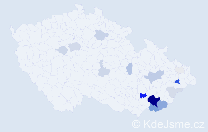 Příjmení: 'Machynková', počet výskytů 52 v celé ČR