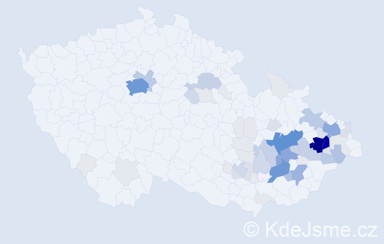 Příjmení: 'Kelnar', počet výskytů 252 v celé ČR