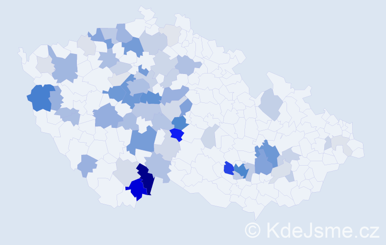 Příjmení: 'Kloc', počet výskytů 217 v celé ČR