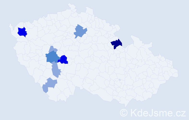 Příjmení: 'Wimer', počet výskytů 24 v celé ČR