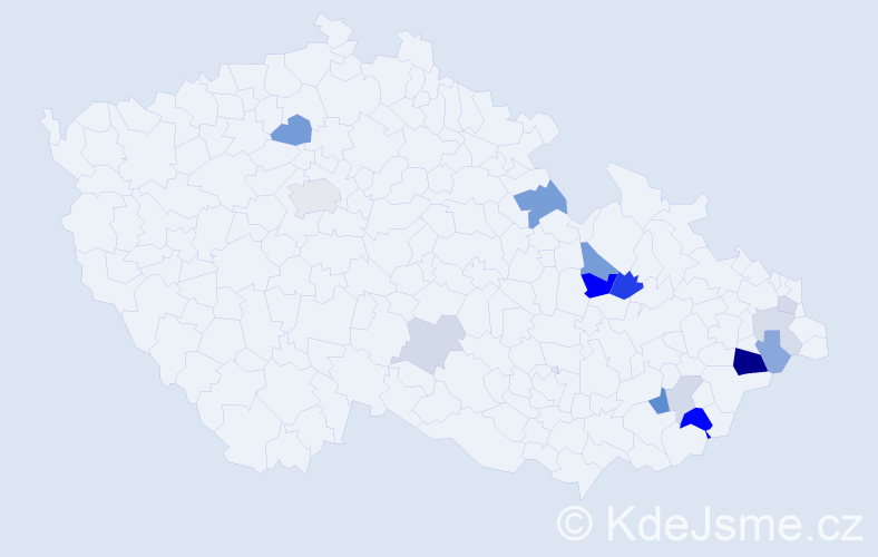 Příjmení: 'Manethová', počet výskytů 33 v celé ČR